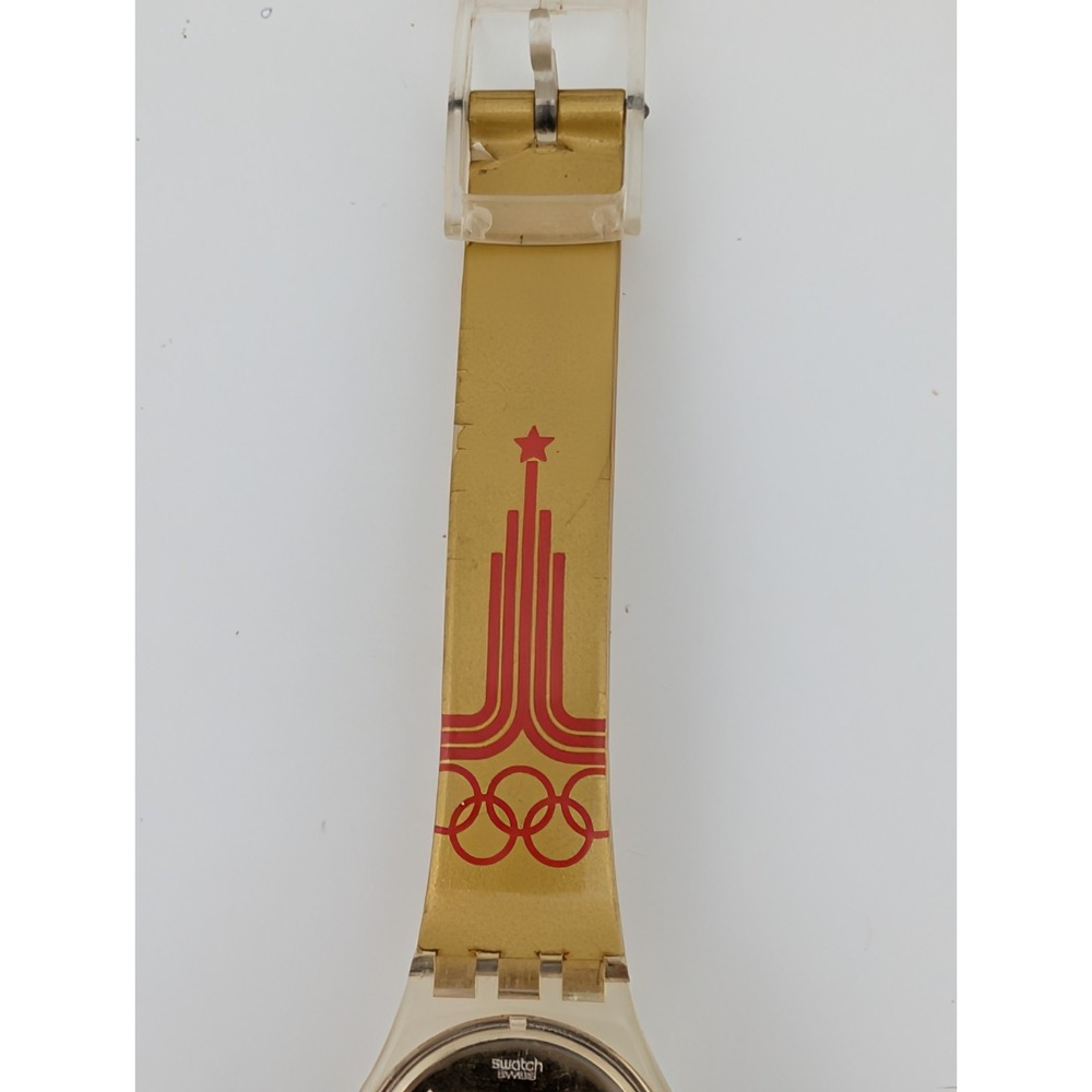 Swatch Moscow 1980 Olympic Women's Watch LZ103 AG1994 Gold Band- New Battery‎ - Picture 3 of 8